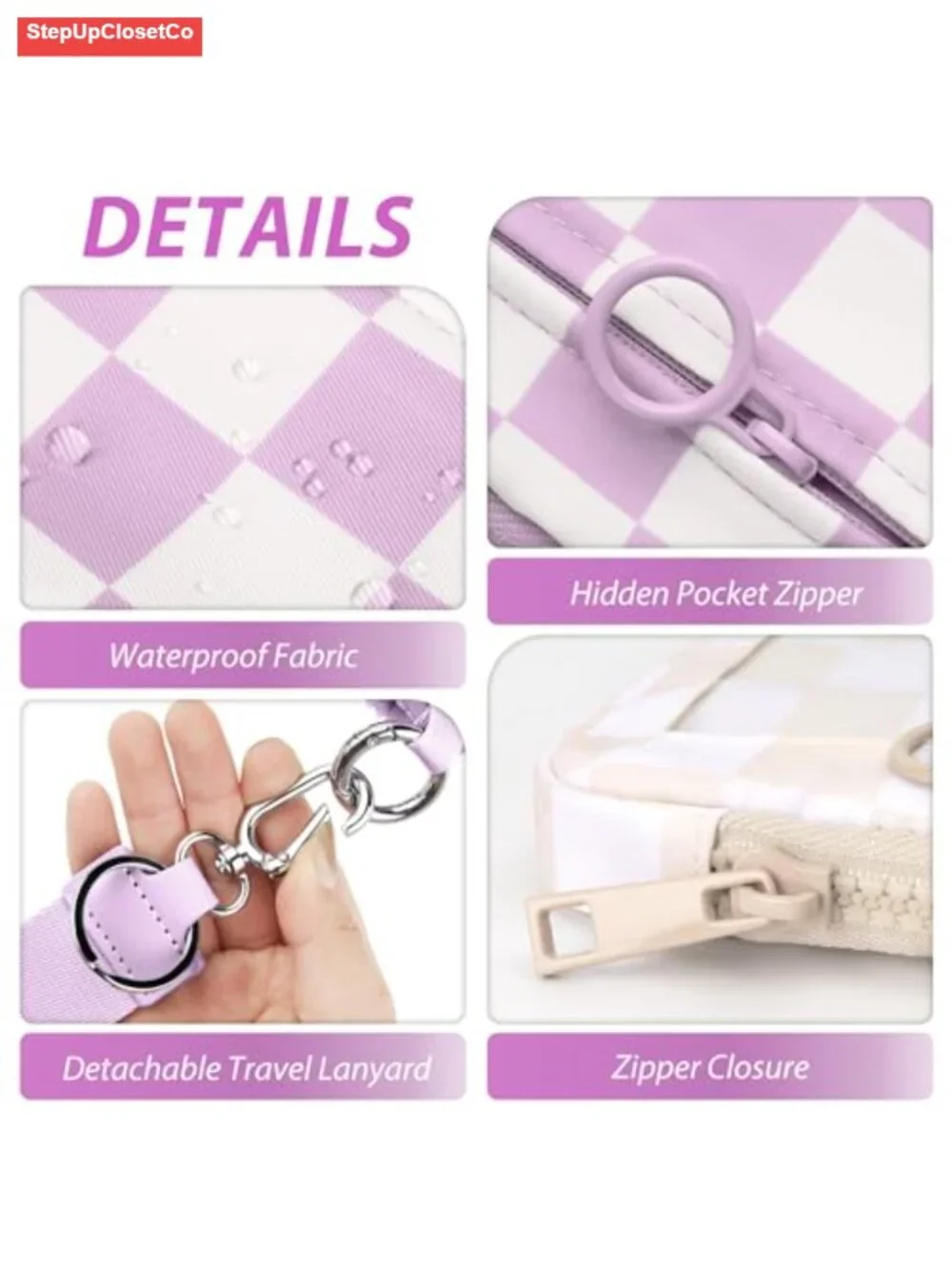 Wristlet Keychain Wallet for Women, Small Nylon Change Purse with Detachable